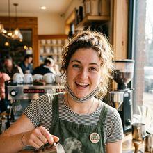 A barista behind the counter
